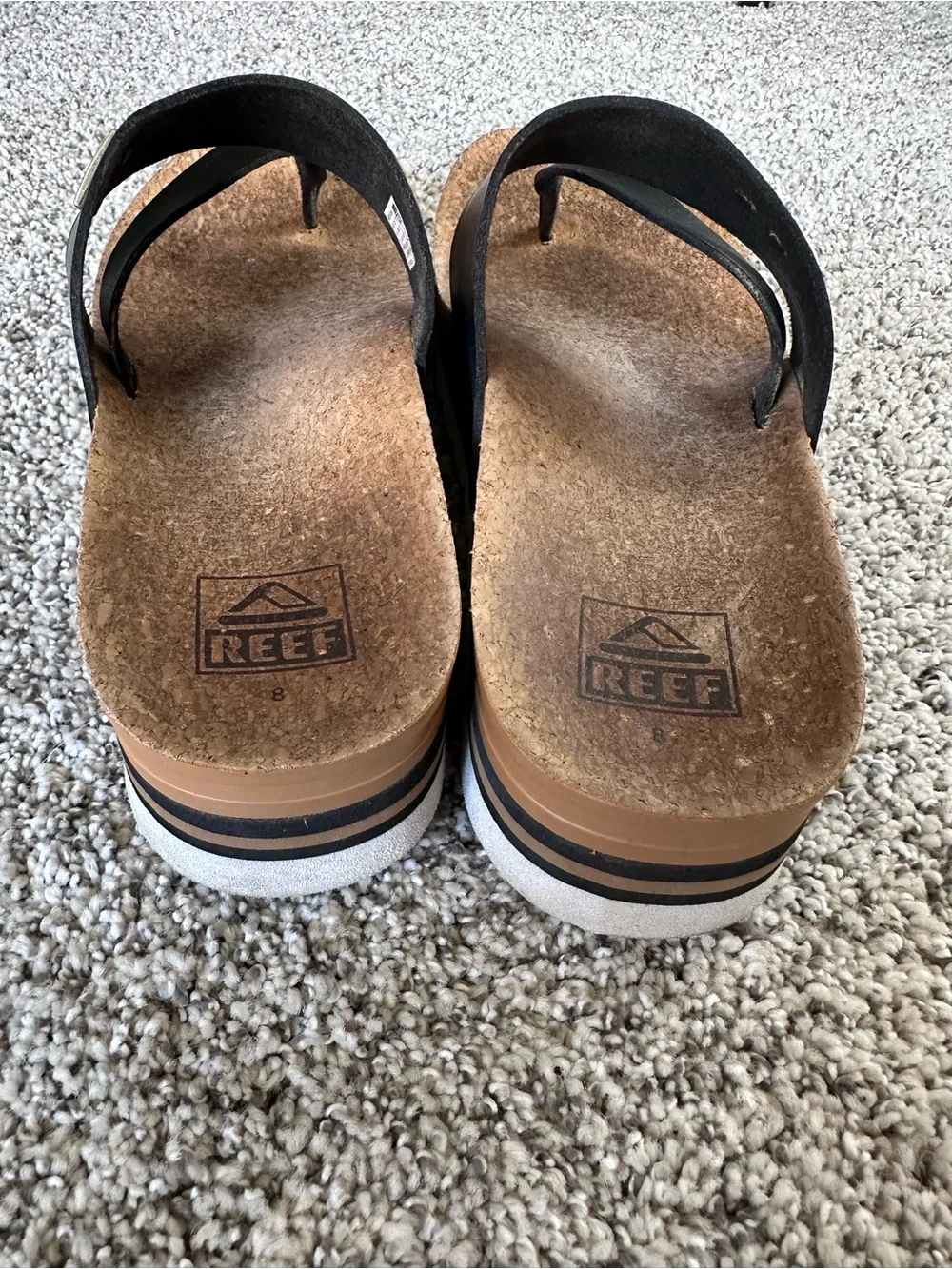 Reef Women’s Black Cork Footbed Thong Sandals - Picture 4 of 7